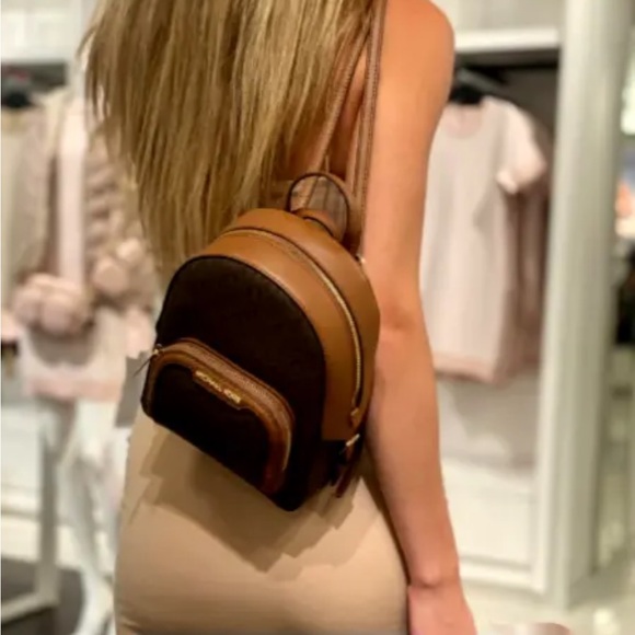 MICHAEL KORS JAYCEE XS BACKPACK MK SIGNATURE CONVERTIBLE SHOULDER BAG $398 Brown - Picture 6 of 6